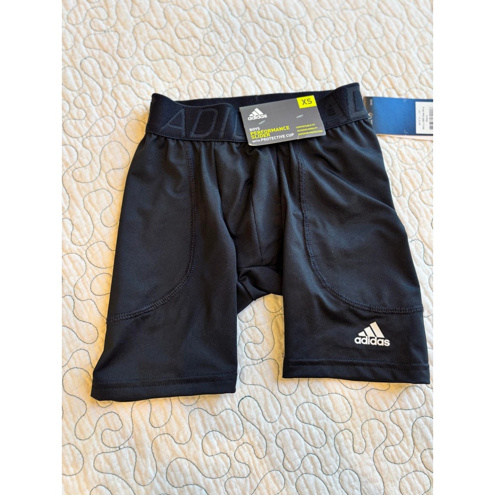 Adidas‎ Boys Performance Slider Shorts Black with Protective Cup Size XS